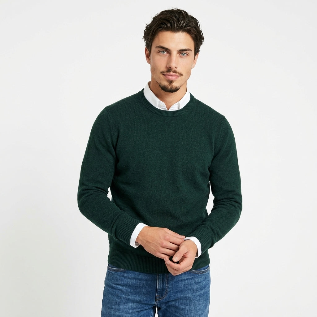 Men's 100% Wool Crew-Neck Sweater – Classic Knit