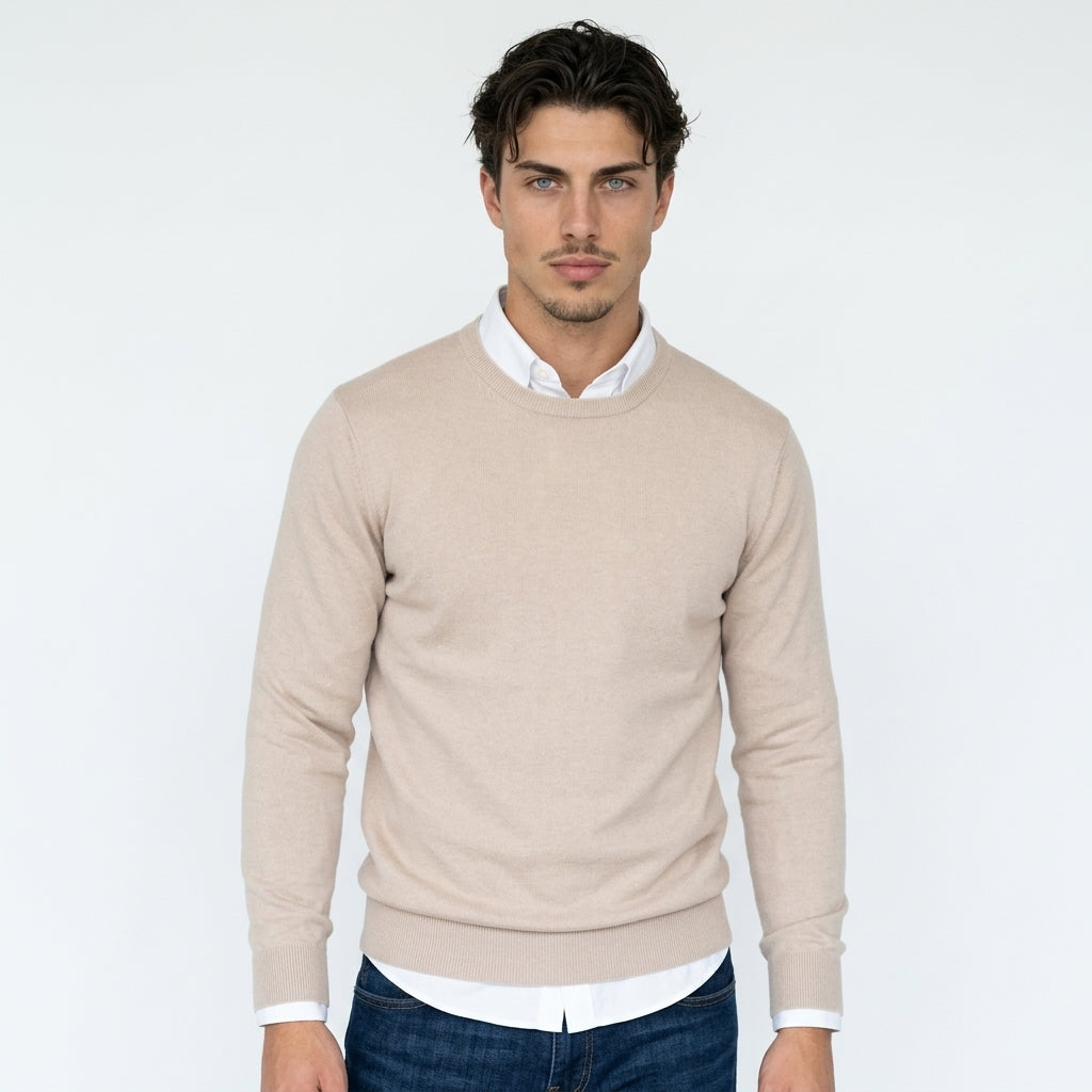 Men's 100% Wool Crew-Neck Sweater – Classic Knit