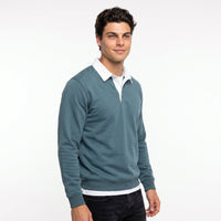 Men's Polo-Collar Sweatshirt – Cotton-Blend Knit
