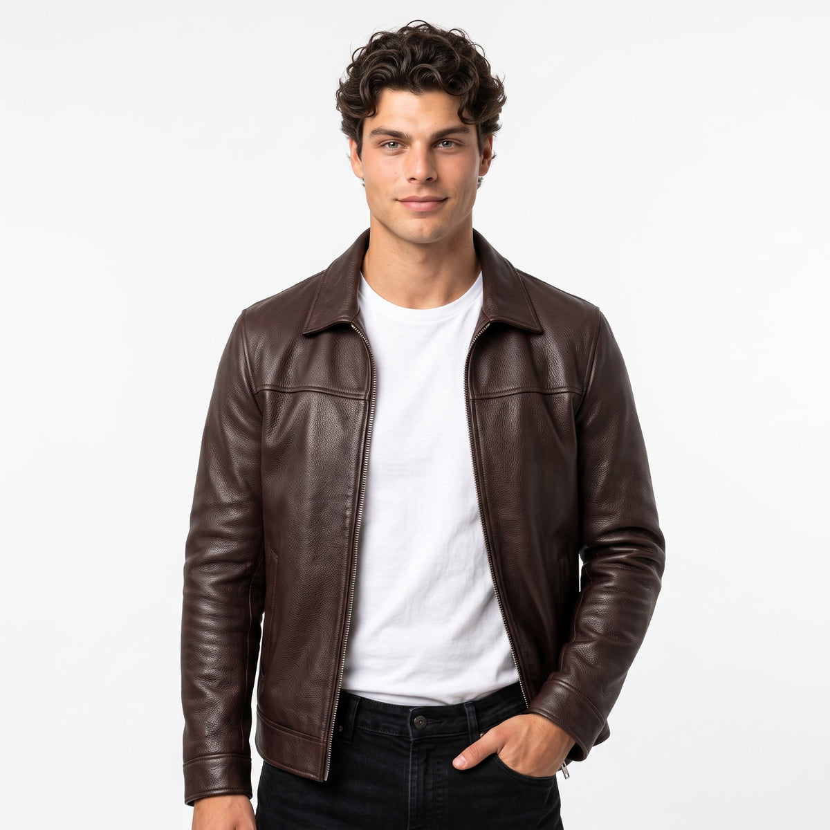 Men's Genuine Cowhide Leather Jacket – Slim Fit