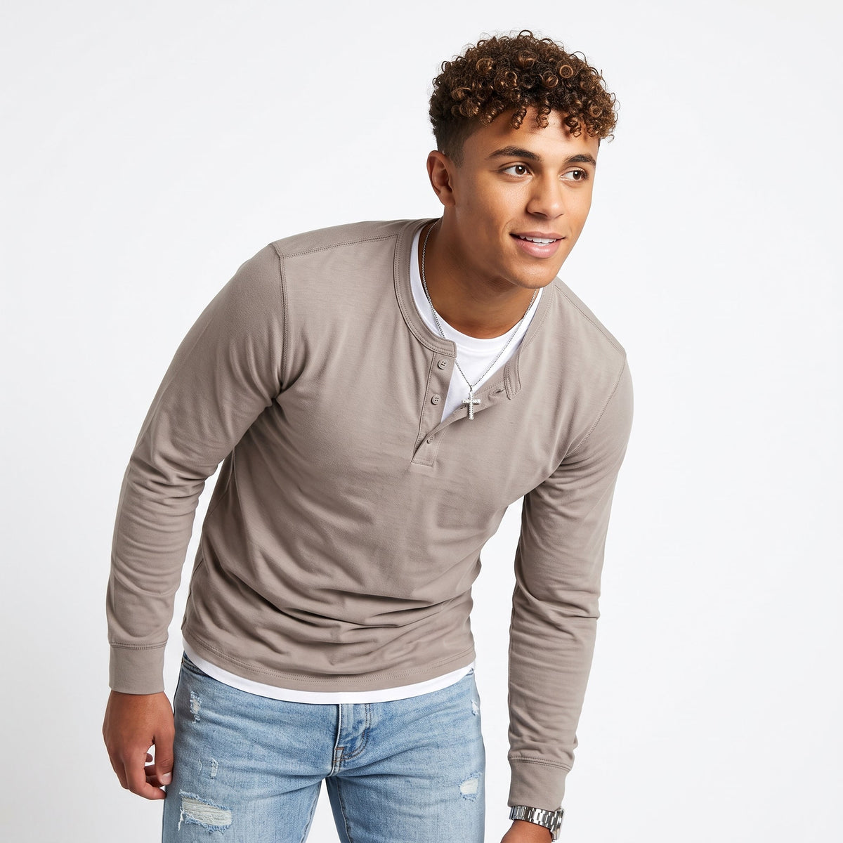 Men's Cotton Henley Shirt – Long Sleeve