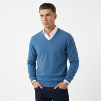 Men's Merino Wool V-Neck Sweater – Fine Knit