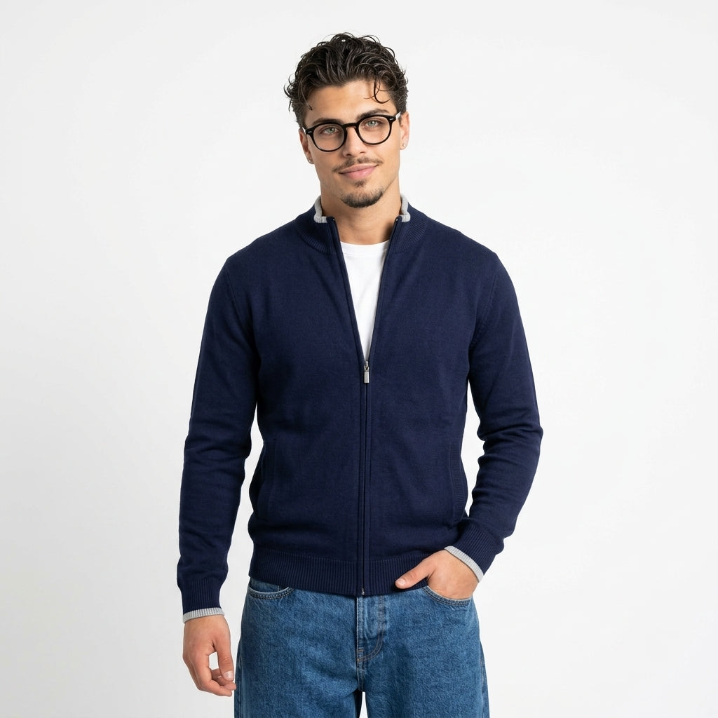 Men's High-Neck Zip Cardigan – Knit Layer