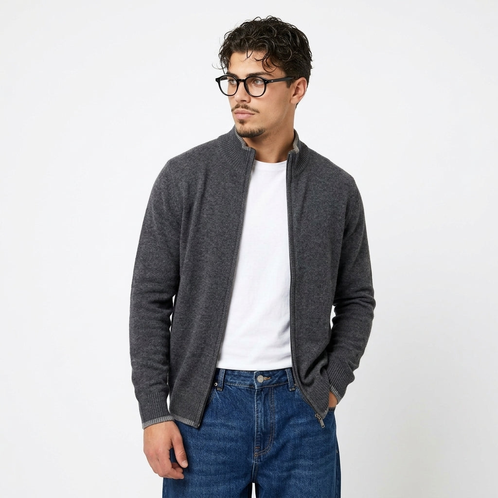 Men's High-Neck Zip Cardigan – Knit Layer