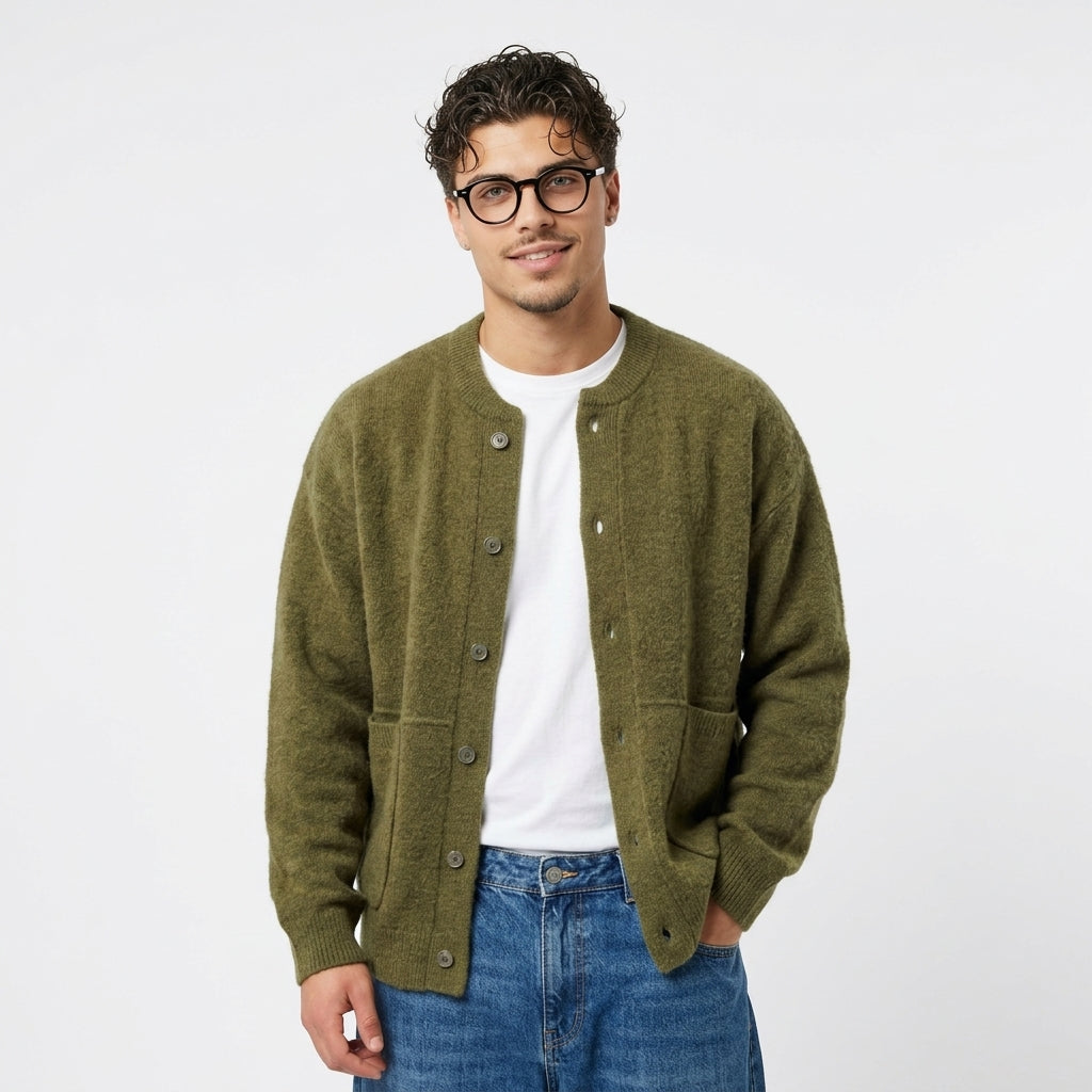 Men's Chunky Knit Cardigan – Button Front