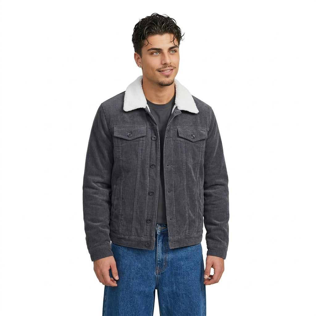 Men's Corduroy Jacket – Quilted Lining & Turn-Down Collar