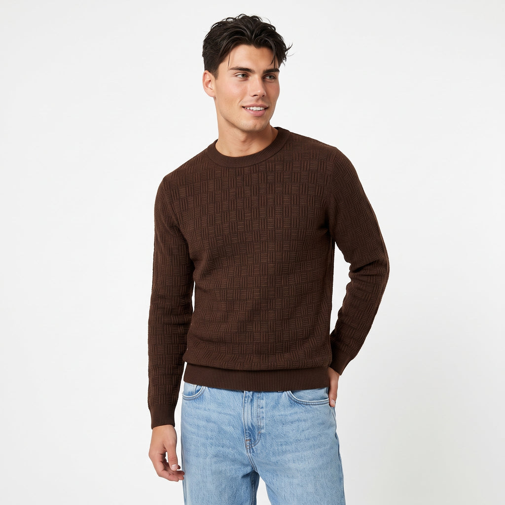 Men's Textured Knit Sweater – Classic Crew Neck