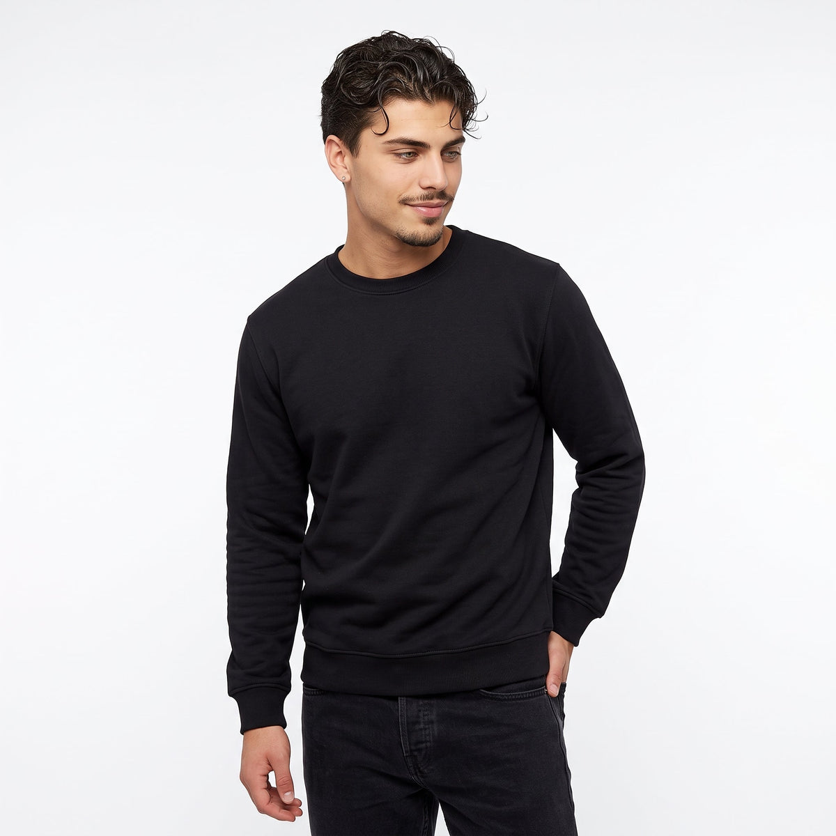 Men's Cotton Crew-Neck Sweatshirt – Minimalist Everyday Fit