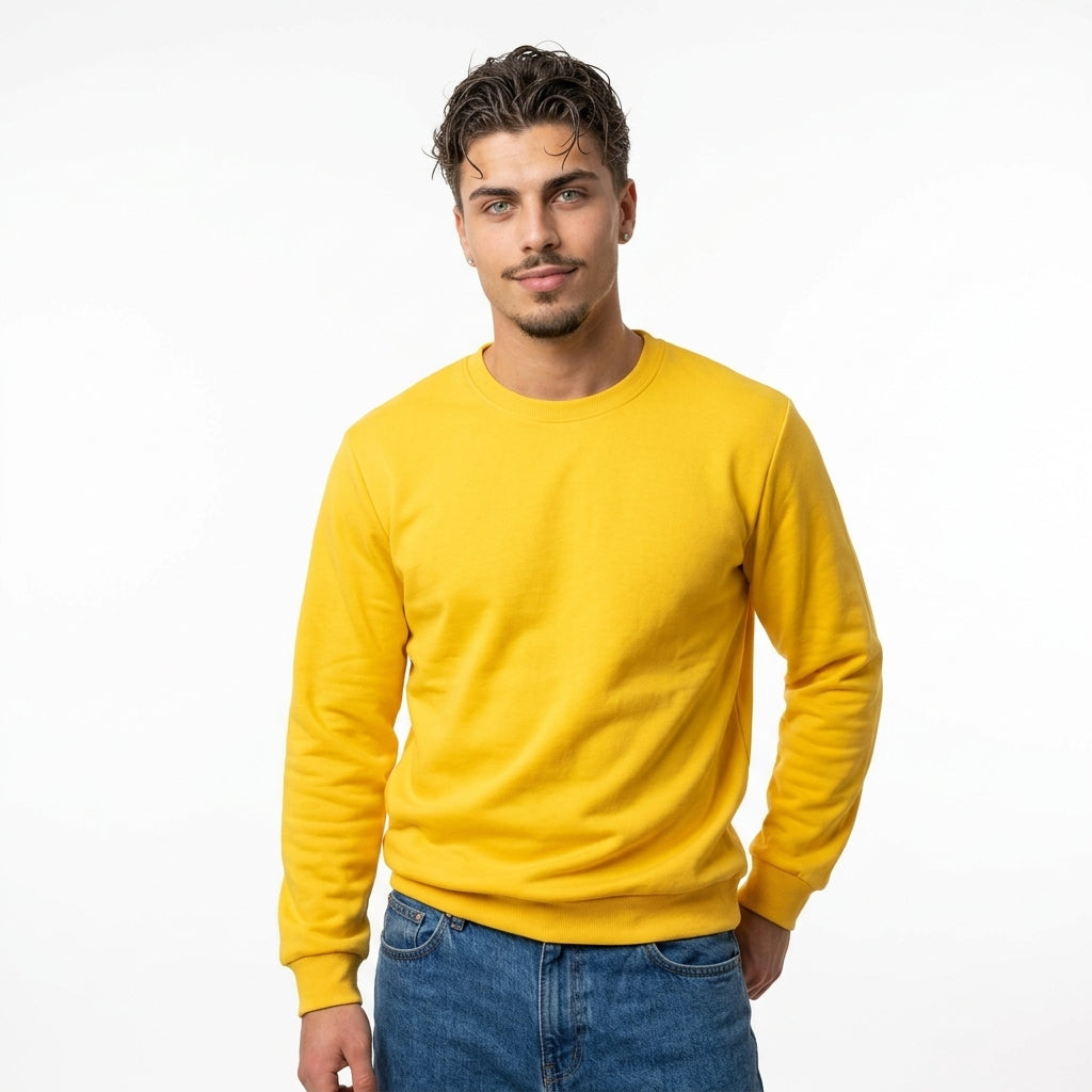 Men's Cotton Crew-Neck Sweatshirt – Minimalist Everyday Fit