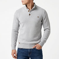 Men's Button Mock-Neck Sweater – Cotton Stretch Knit