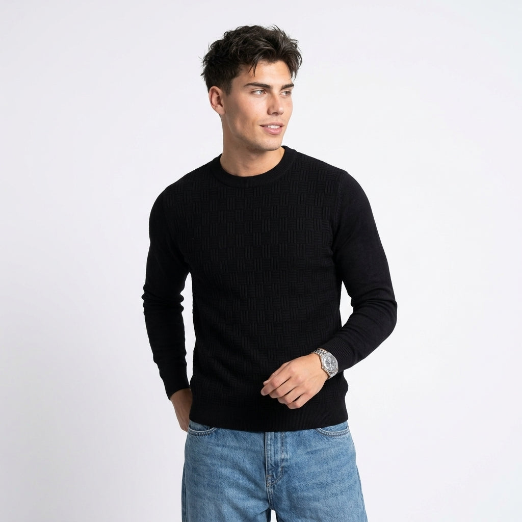 Men's Textured Knit Sweater – Classic Crew Neck