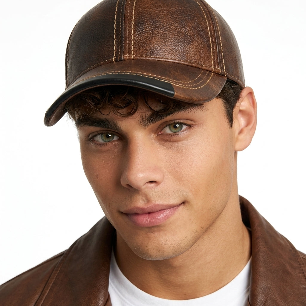 Men's Genuine Cowhide Leather Cap – Winter Ear-Flap Design