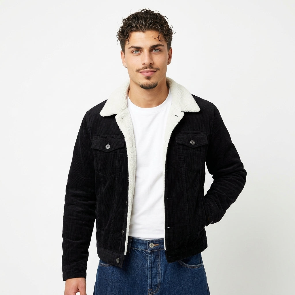 Men's Corduroy Jacket – Quilted Lining & Turn-Down Collar