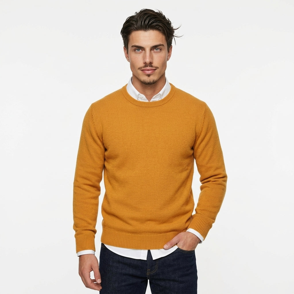 Men's 100% Wool Crew-Neck Sweater – Classic Knit