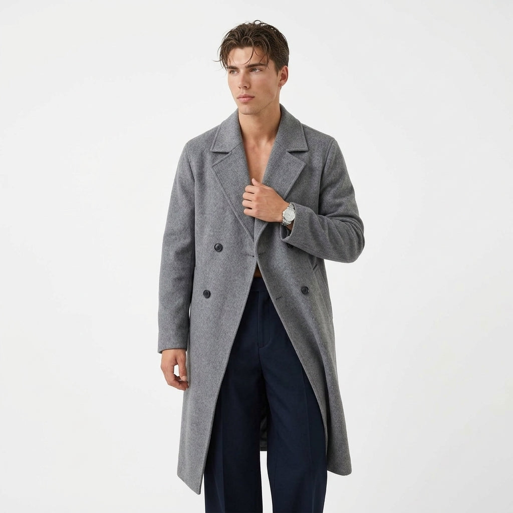 Men's Long Wool Coat – Classic Tailored Design