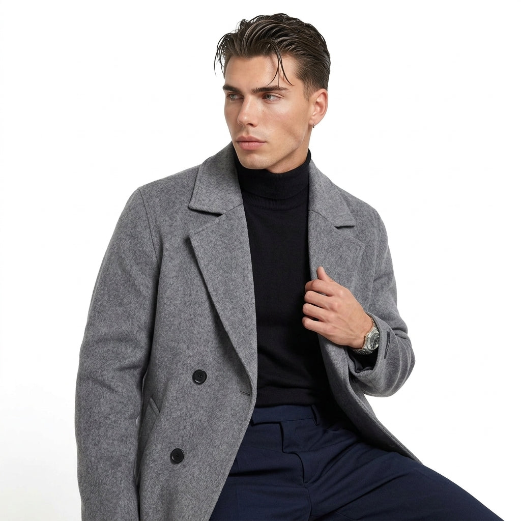Men's Long Wool Coat – Classic Tailored Design