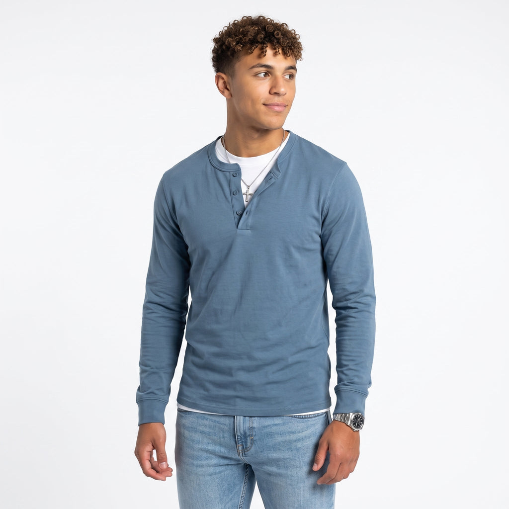 Men's Cotton Henley Shirt – Long Sleeve
