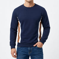 Men's Patchwork Crew-Neck Sweatshirt – Cotton-Blend Knit