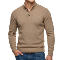 Men's Button Mock-Neck Sweater – Cotton Stretch Knit