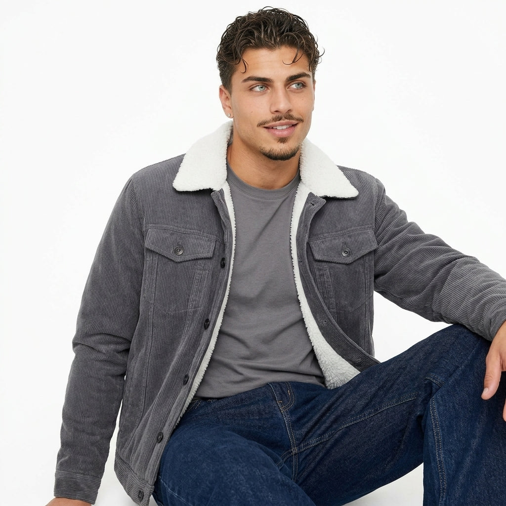 Men's Corduroy Jacket – Quilted Lining & Turn-Down Collar