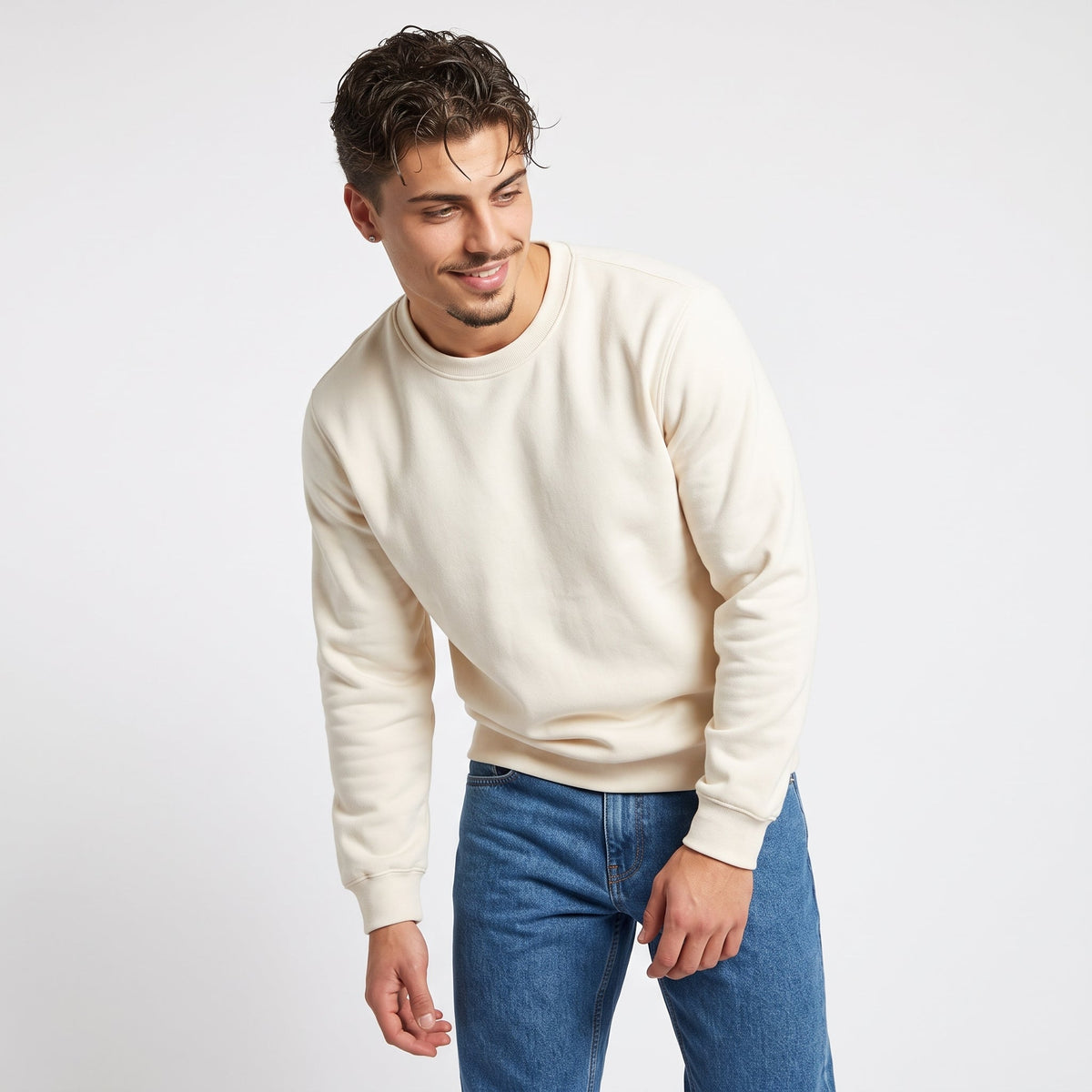 Men's Cotton Crew-Neck Sweatshirt – Minimalist Everyday Fit