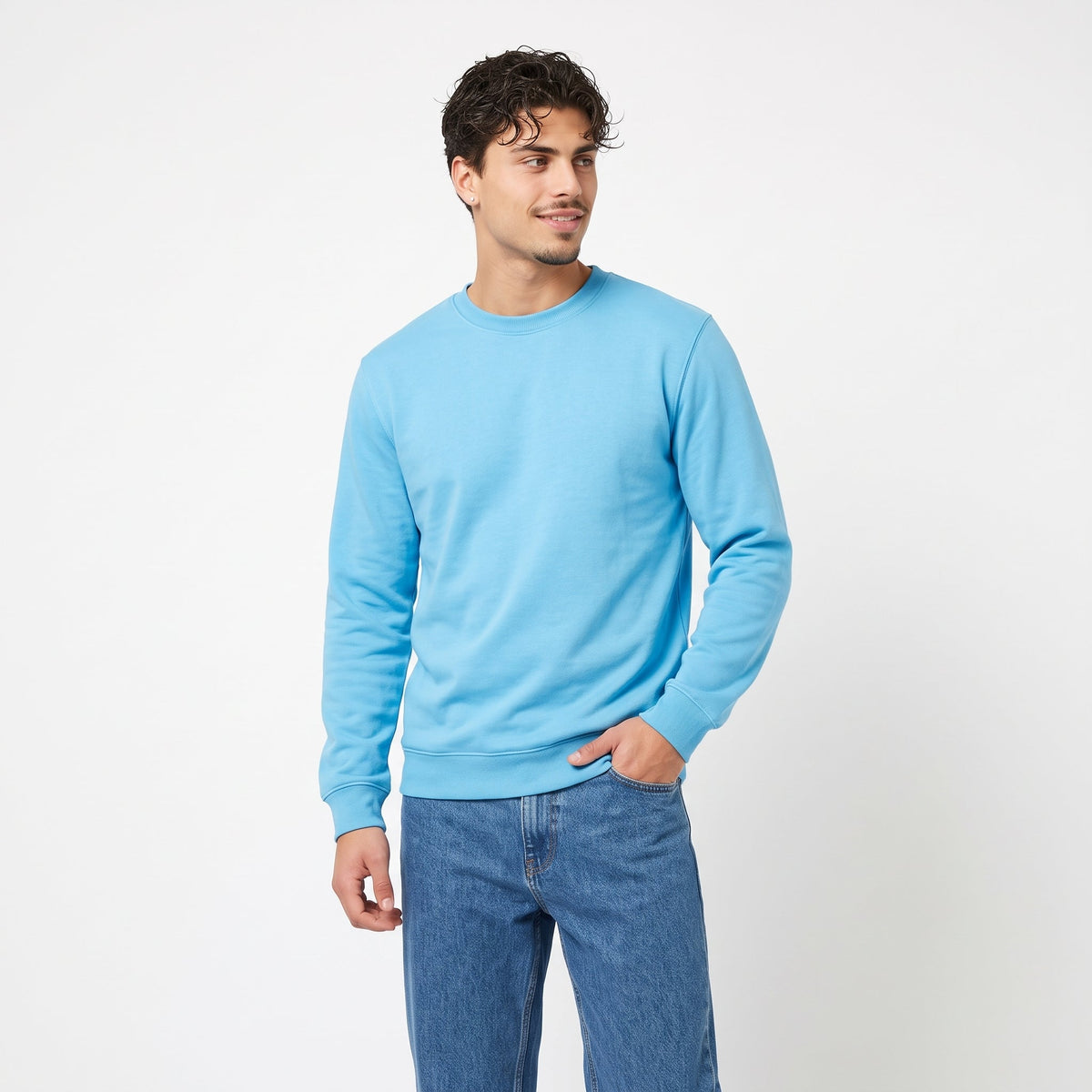 Men's Cotton Crew-Neck Sweatshirt – Minimalist Everyday Fit