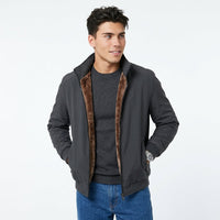 Men's Fleece-Lined Jacket – Stand Collar & Zip Front
