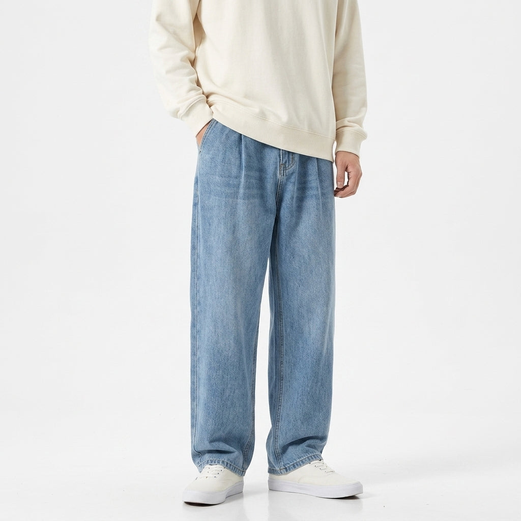 Men's Wide-Leg Jeans – Straight Non-Stretch Denim