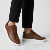 Men's Leather Sneakers – Contrasting White Sole