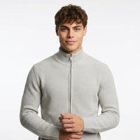 Men's Knitted Zip-Up Sweater – High-Neck Design