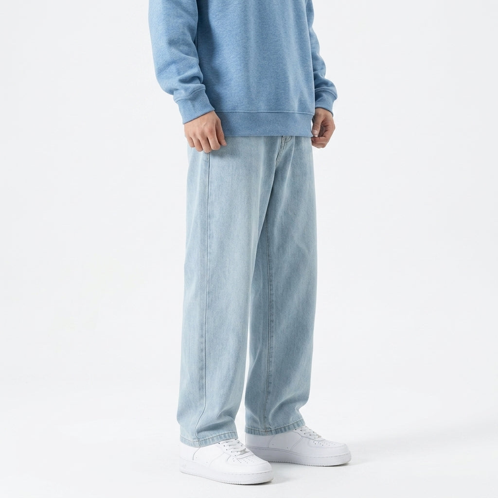 Men's Wide-Leg Jeans – Straight Non-Stretch Denim