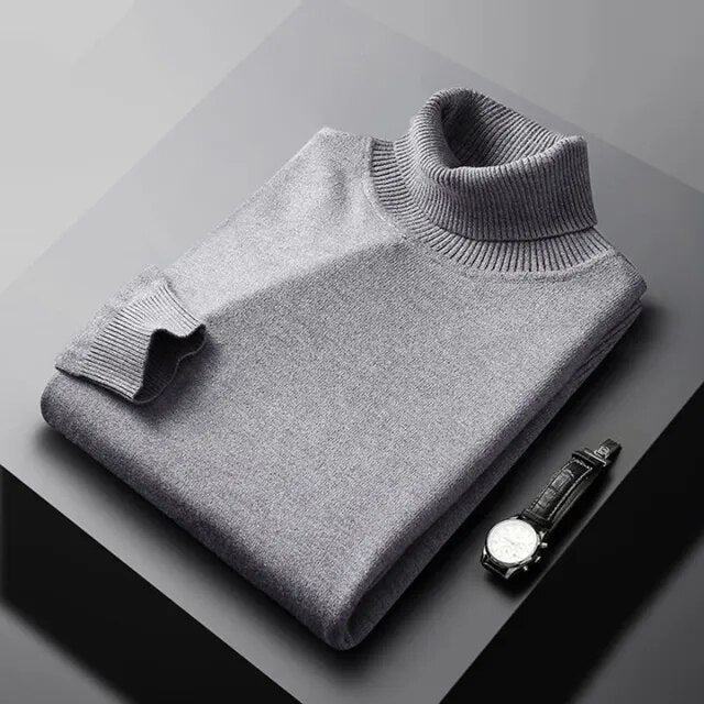 Men's 100% Cashmere Turtleneck – Refined Modern Fit