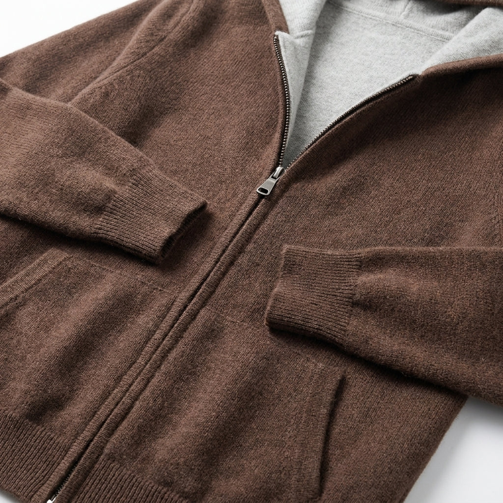 Men's 100% Wool Zip Hoodie – Warm Breathable Knit