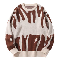 Men's Geometric Wool-Blend Sweater – Jacquard Crew Neck