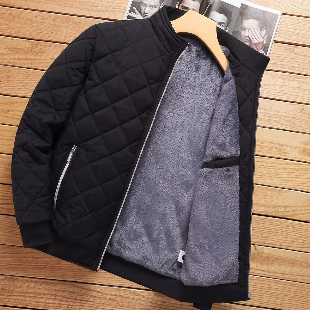 Men's Quilted Bomber Jacket – Fleece Lined