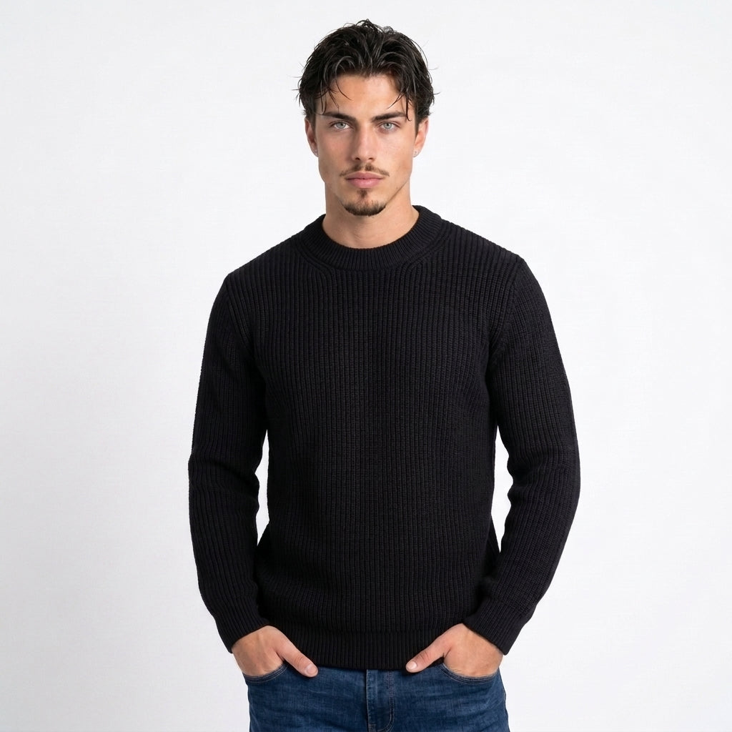 Men's 100% Cotton Crew-Neck Sweater – Breathable Knit