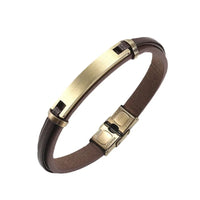 Men's Leather & Stainless Steel Bracelet – Geometric Design