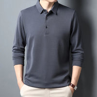 Men's Long-Sleeve Polo Shirt – Textured Casual Fit