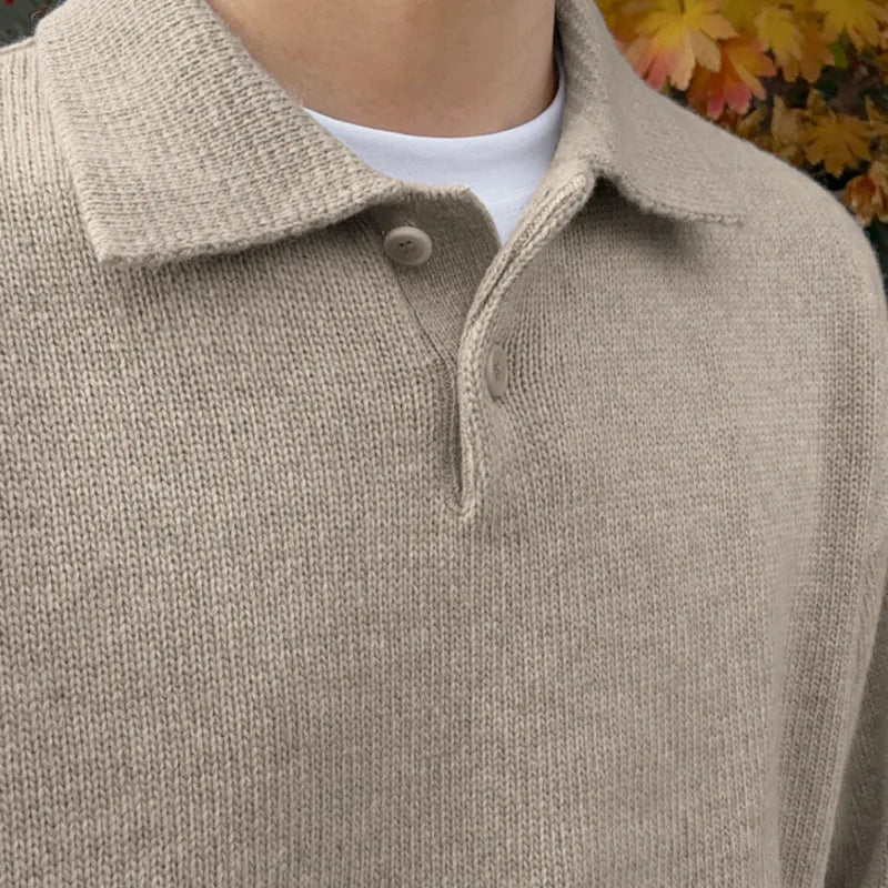 Men's Lapel-Collar Sweater – Relaxed Vintage Fit