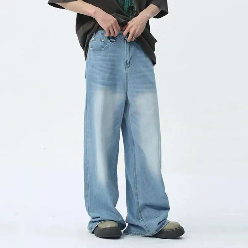 Men's Wide-Leg Jeans – Stretch Cotton Vintage Wash