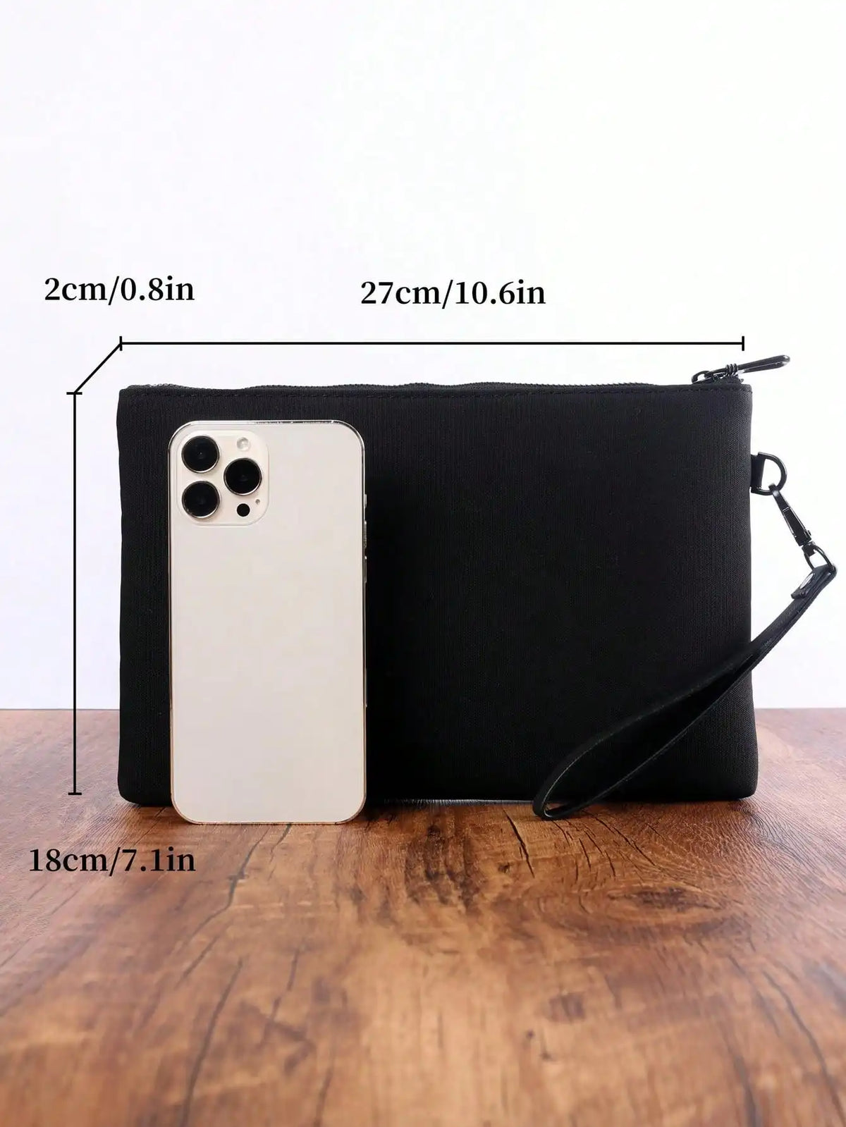 Men's Ultra-Slim Clutch Bag – Synthetic Leather with Wrist Strap