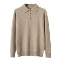 Men's Polo-Collar Wool Sweater – Three-Button Knit