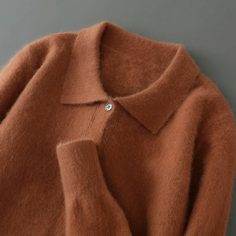 Men's 100% Cashmere Cardigan – Polo Collar