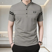 Men's Cotton Mandarin-Collar Polo Shirt – Short Sleeve