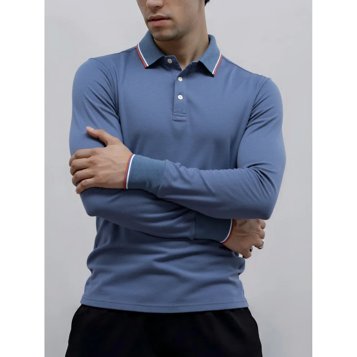 Men's Cotton Henley Polo Shirt – Long Sleeve