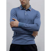 Men's Cotton Henley Polo Shirt – Long Sleeve