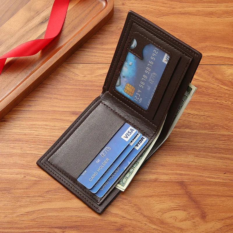 Men's Slim Leather Wallet – Money Clip & Card Slots