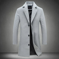 Men's Long Wool-Blend Coat – Tailored Business Casual Fit