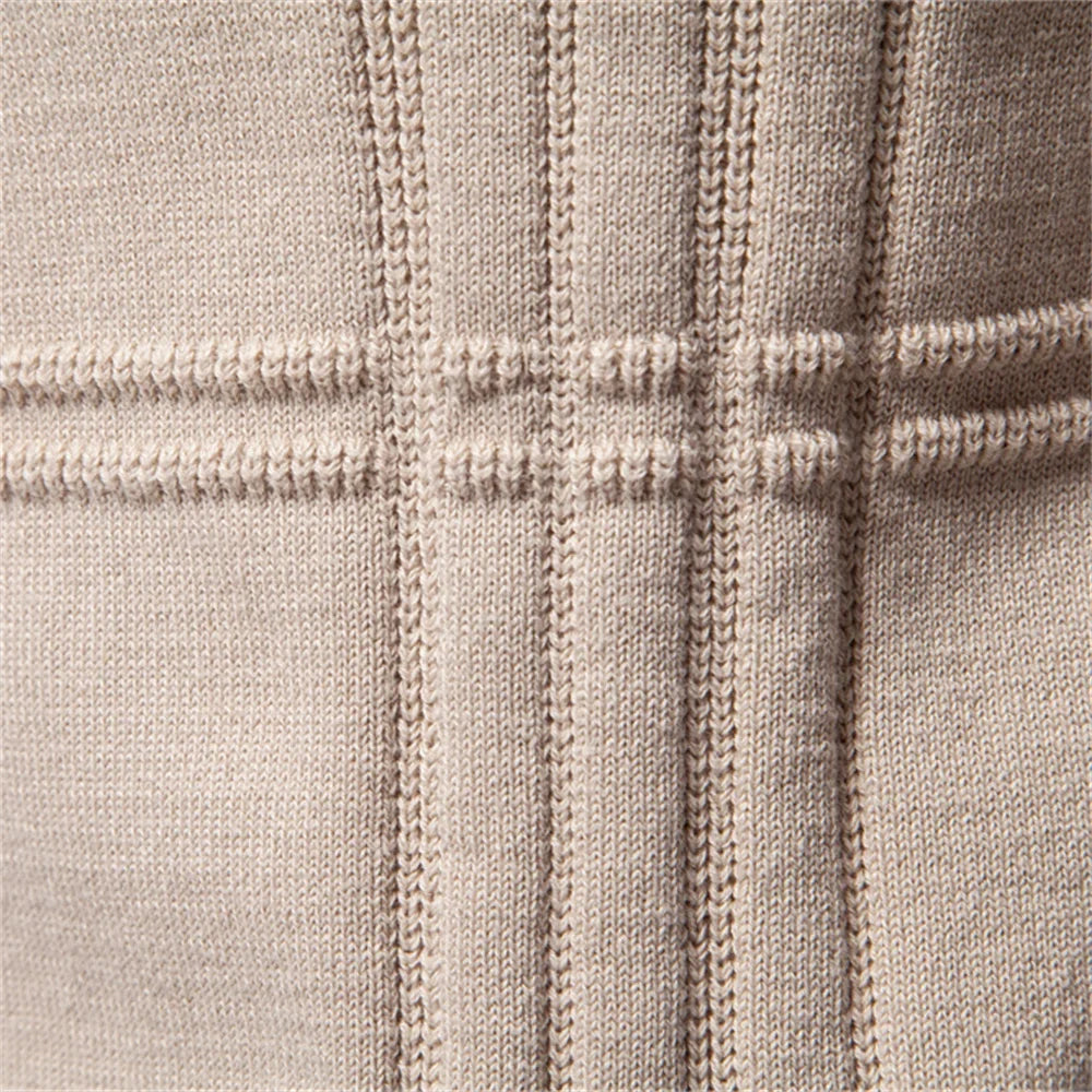 Men's Textured Cotton Sweater – Striped Knit Crew Neck