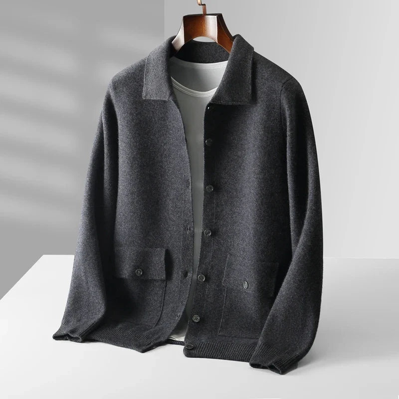 Men's 100% Merino Wool Cardigan – Chunky Button Front